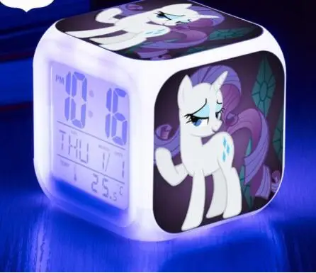 Коричневый Pinkie Pie светодиодный светильник с будильником и цифровыми часами, 7 цветов, часы со вспышкой, игрушки, термометры календари, часы, повтор, сенсорный - Цвет: Коричневый