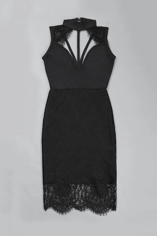 2017 женское черное платье без рукавов с круглым вырезом и открытой спиной