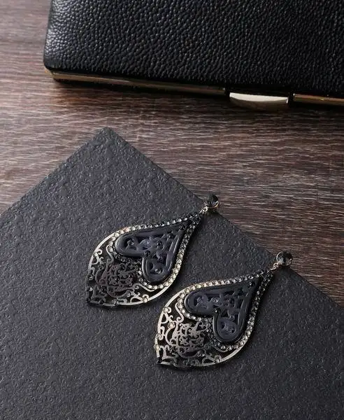 Винтажные черные большие серьги из акрила бижутерия|earrings big|earrings big dropvintage drop earrings