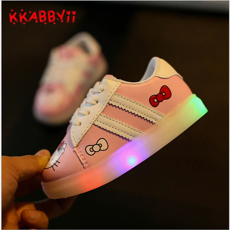 KKABBYII Children Shoes With Light LED Girls Kids Soft For Boys Sneakers Chaussure Led Enfant Glowing | Детская одежда и обувь
