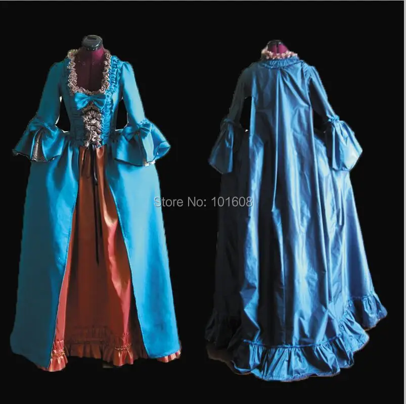 

Tailored!Royal Eras Blue Court Queen Duchess Civil war Theatre 18th Court Belle Marie Antoinette DRESS Victorian dresses HL-341