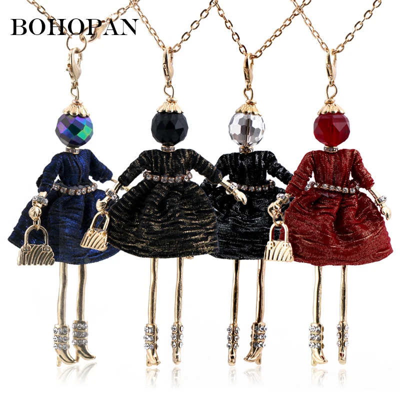 Женская кукла милое Черное длинное ожерелье с подвеской популярное платье для