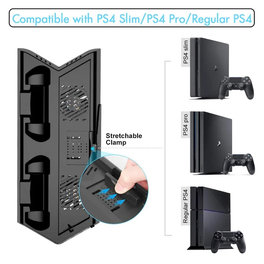 PS4 Slim/Pro универсальная вертикальная подставка с двойной контроллер Зарядное