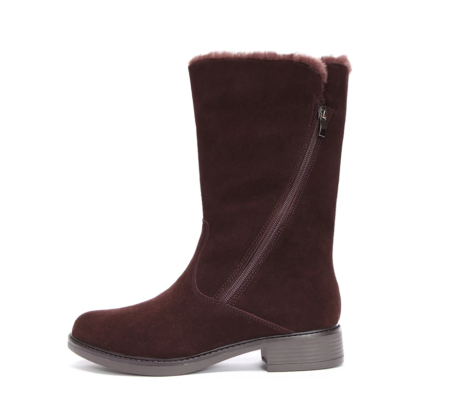 GOGC Genuine Leather Women Winter High Boots Warm Heel Woman Winter Shoes New Mid-Calf Boots Women's Boots for Winter G9818