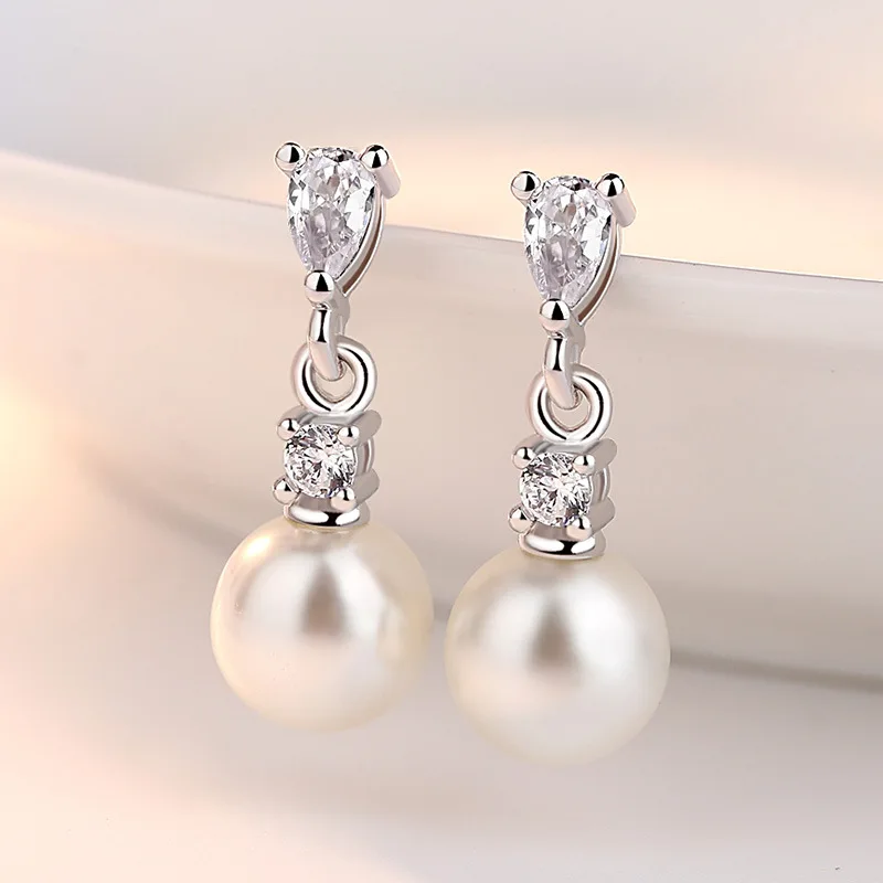 Женские серьги гвоздики из серебра 100% пробы с жемчугом| |