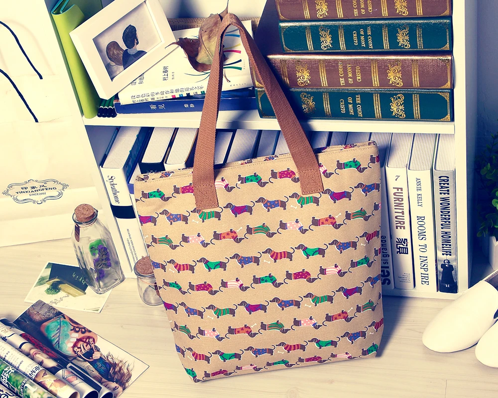 20% скидка 5 цветов такса Tote мультяшная Колбаса Собака сумка для животных Девушка