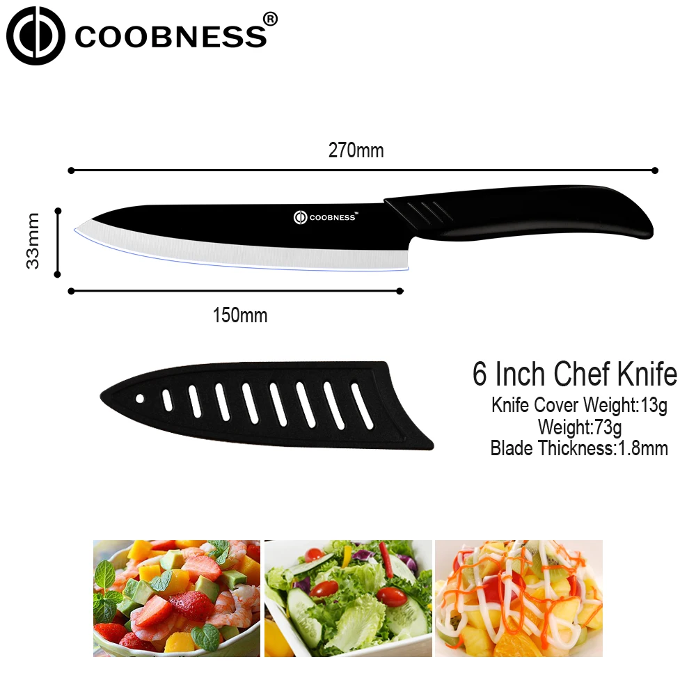 COOBNESS керамический кухонный нож шеф повара для нарезки 3 &quot4&quot 5 &quot6&quot одиночная