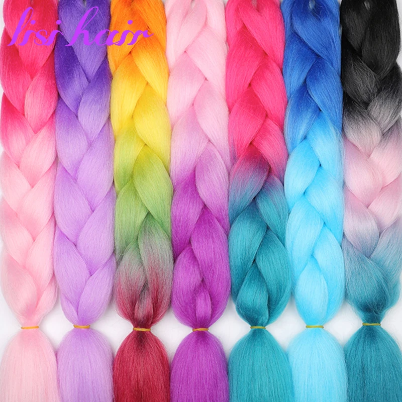 LISI HAIR 24 дюйма Джамбо косы длинные Омбре вязанные волосы синтетические плетеные