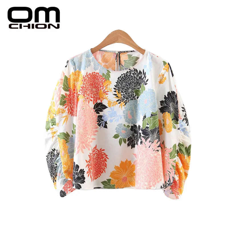 Blusas Feminina Ver O 2017 весна лето с круглым вырезом цветочным принтом женская блузка