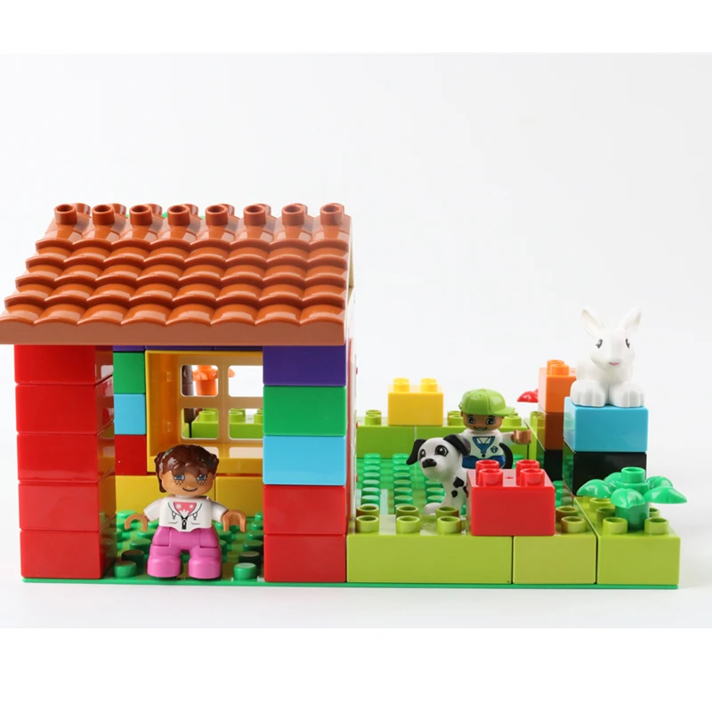 Большой размер DIY Duploe Happy House аксессуары строительные блоки фигурка животного двора кирпичи дублированные игрушки для детей