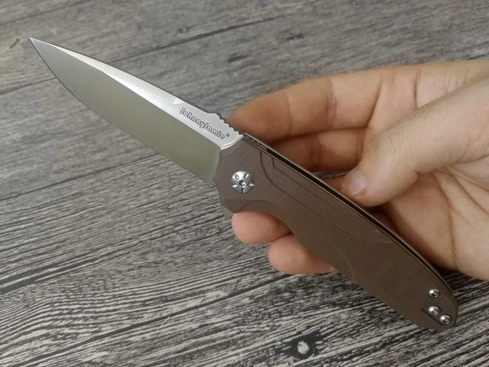 Jonnyjamie Presidio 3,1" 94g C818BR D2 лезвие коричневого цвета G10 Ручка Тактический шариковый подшипник Флиппер складной карманный нож для выживания EDC ножи