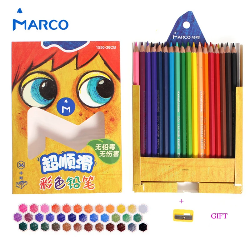 

Marco 12/24/36 Colors Pencil Non-toxic Smooth Profissional Colored Pastel Magic Pencils Children Gifts Crayons School Drawing