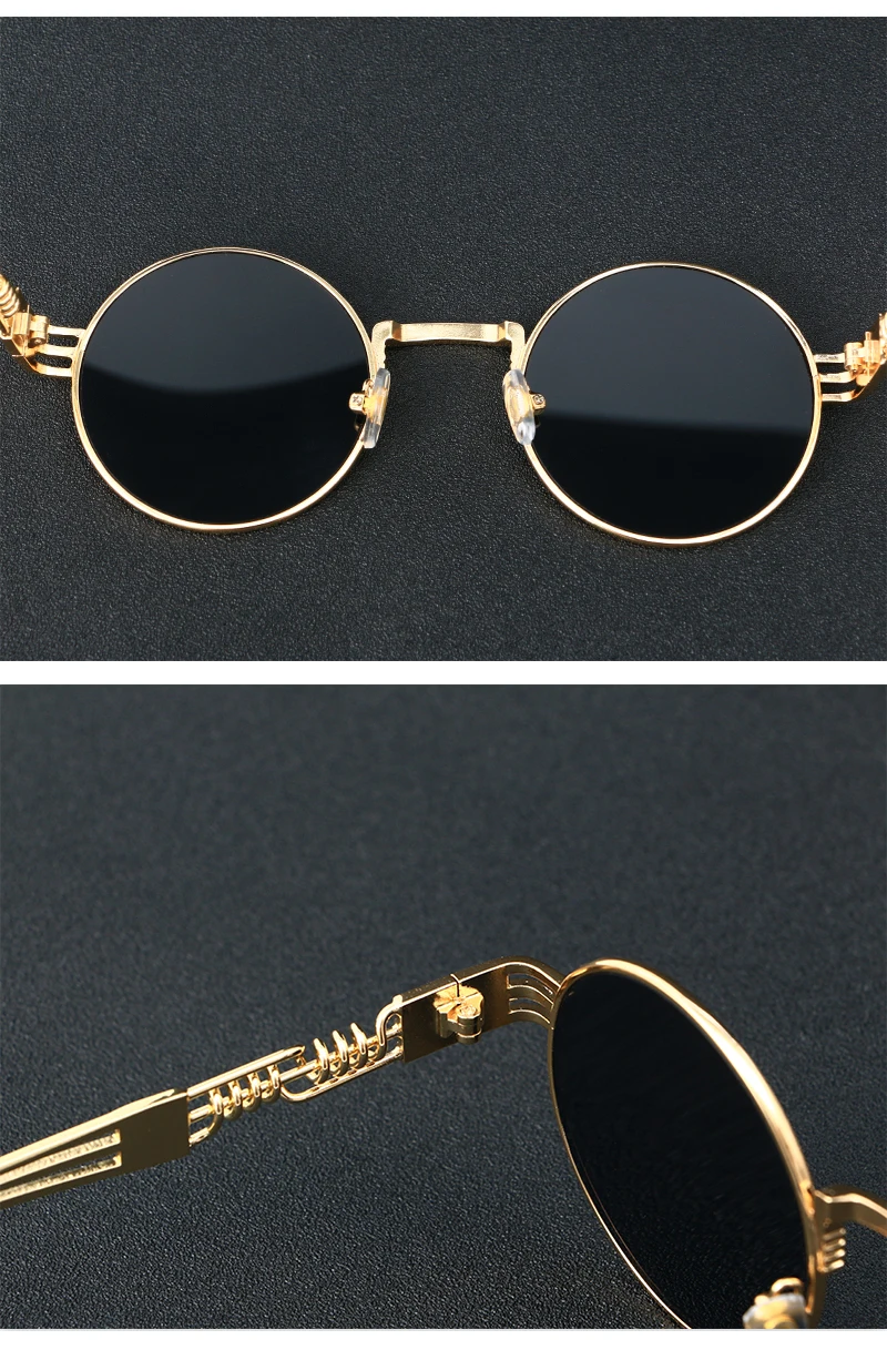 Круглый стимпанк прозрачные линзы Защита от солнца Очки для Для женщин сплав