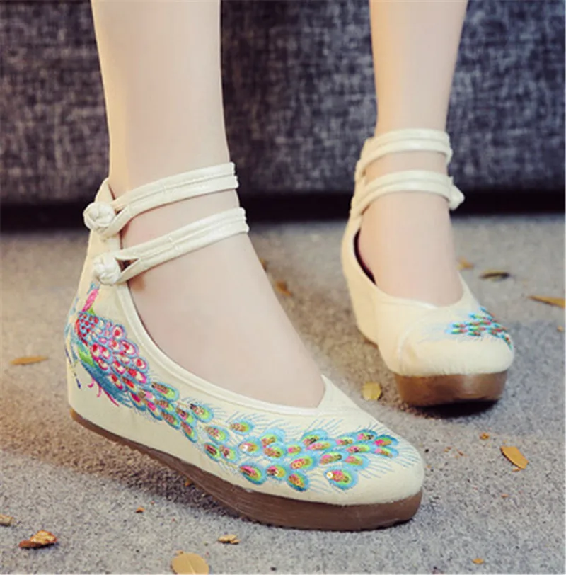 Туфли на плоской подошве; женские лоферы; Zapatos De Mujer; Туфли-оксфорды в стиле Лолиты; парусиновые женские эспадрильи в стиле Харадзюку; модная вышитая обувь для женщин - Цвет: 5cm kongque beige