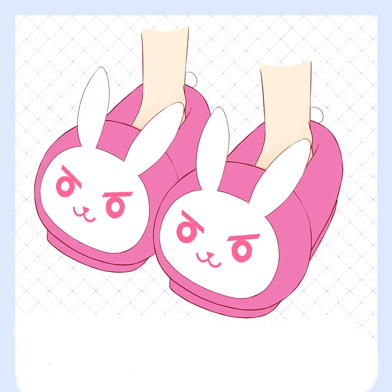 Симпатичные домашние тапочки Kawaii Anime OW D.va Bunny теплые мягкие ботинки плюшевые