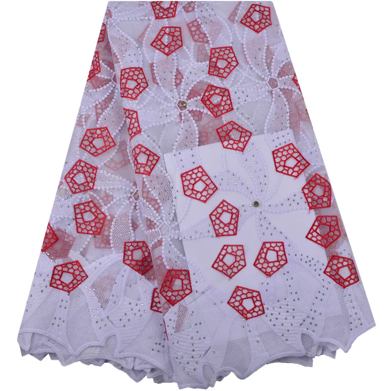 

2018 High Quality Africa French Lace Nigerian Lace Fabric With Stones 5 Yards Used for weddings and parties A1362