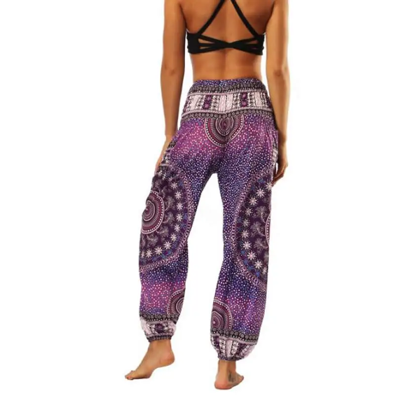 2021 модные брюки с богемным принтом праздничные пляжные шаровары Свободные
