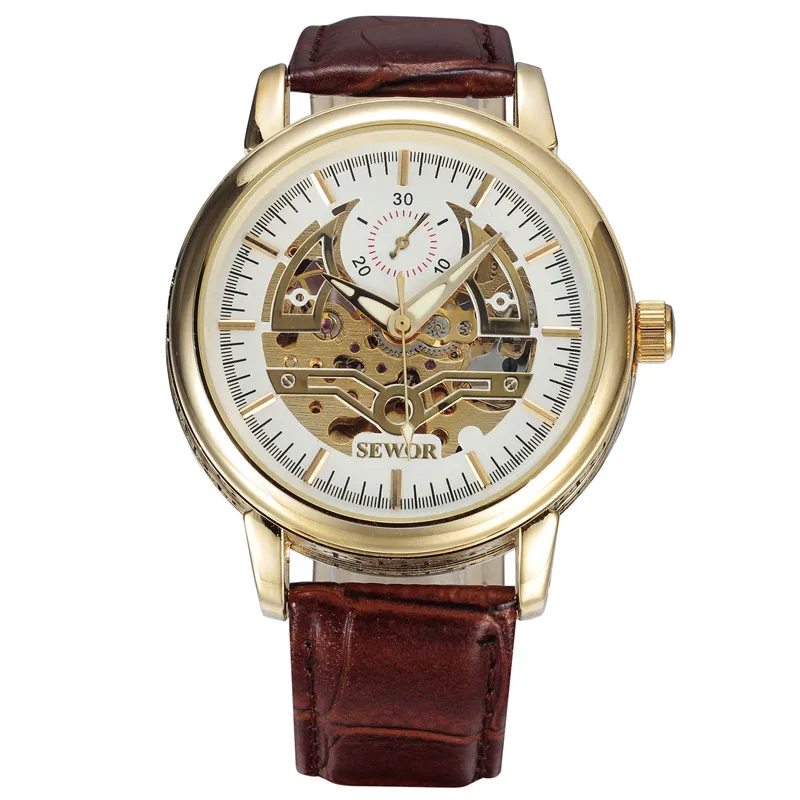 Sewor Relojes хомбре 2016 крокодил наручные часы мода Relogio Feminino скелет механическая рука
