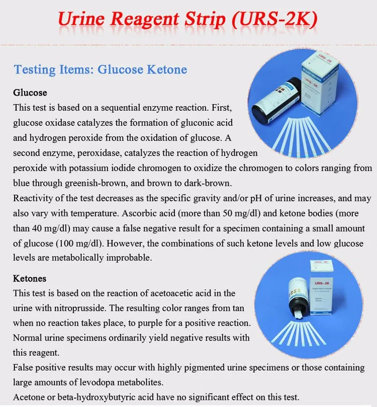 URS-2K глюкозы кетон 100 полоски реагент полоски для анализа мочи образца clink