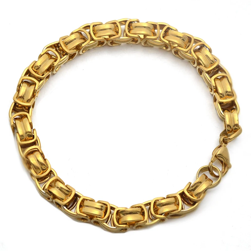 Мужской золотистый браслет-цепочка из нержавеющей стали | Украшения и аксессуары