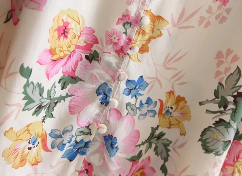 Boho блузка 2017 Новинка Осень кремовый цвет вискоза и хлопок цветочный принт блузки