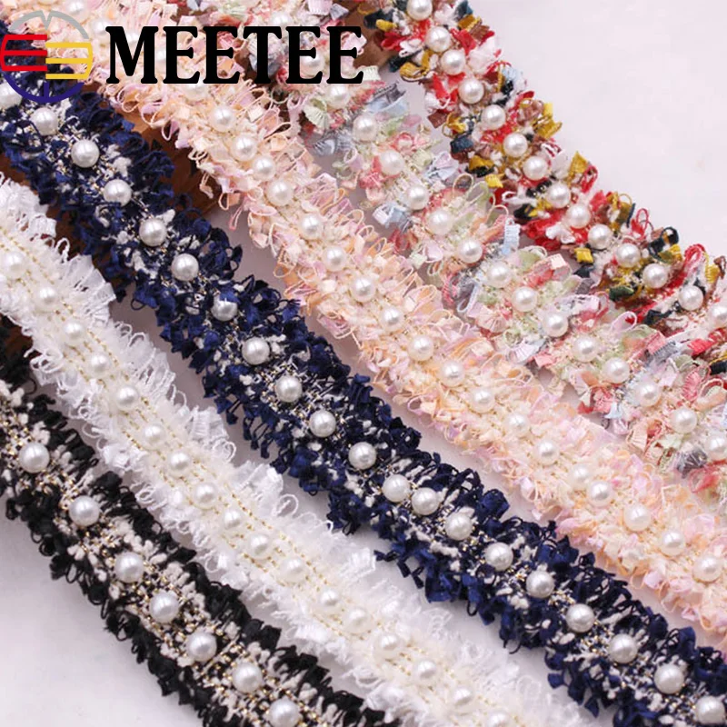 4 ярдов жемчужная вышитая кружевная отделка из бисера хлопок кисточка кружева