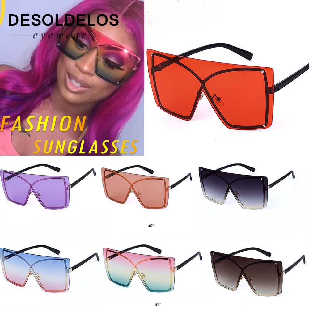 

Vintage Oversize Square Sunglasses Women Men Luxury Brand Black Brown Big Frame Sun Glasses Female Shades Coulos D326