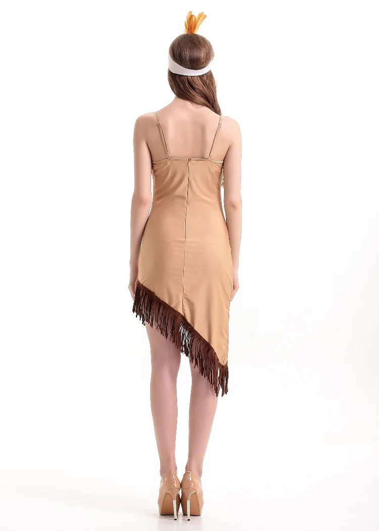 Native American Costume 2016 COS Brown Indians party dress sexy uniform Halloween Princess Carnival Adult Outfit | Тематическая