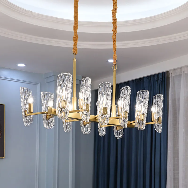 Американский Роскошный Золотой Металл E14 Led люстры висячие светильники Люстра для гостиной блеск Внутреннее освещение Lamparas