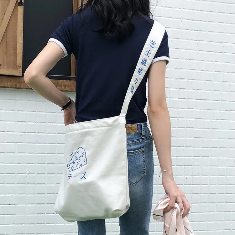 2018 Женская японская Harajuku Холщовая Сумка ручной работы хлопок шоппинг школьная