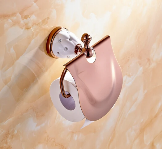 

High Quality Rose Gold Toilet Paper Holder with diamond,Roll Holder,Tissue Holder,Solid Brass -Bathroom Accessories Products