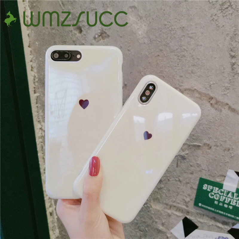Wmzsucc мультфильм простой маленький сердце любовь синий лазер Телефон чехол для