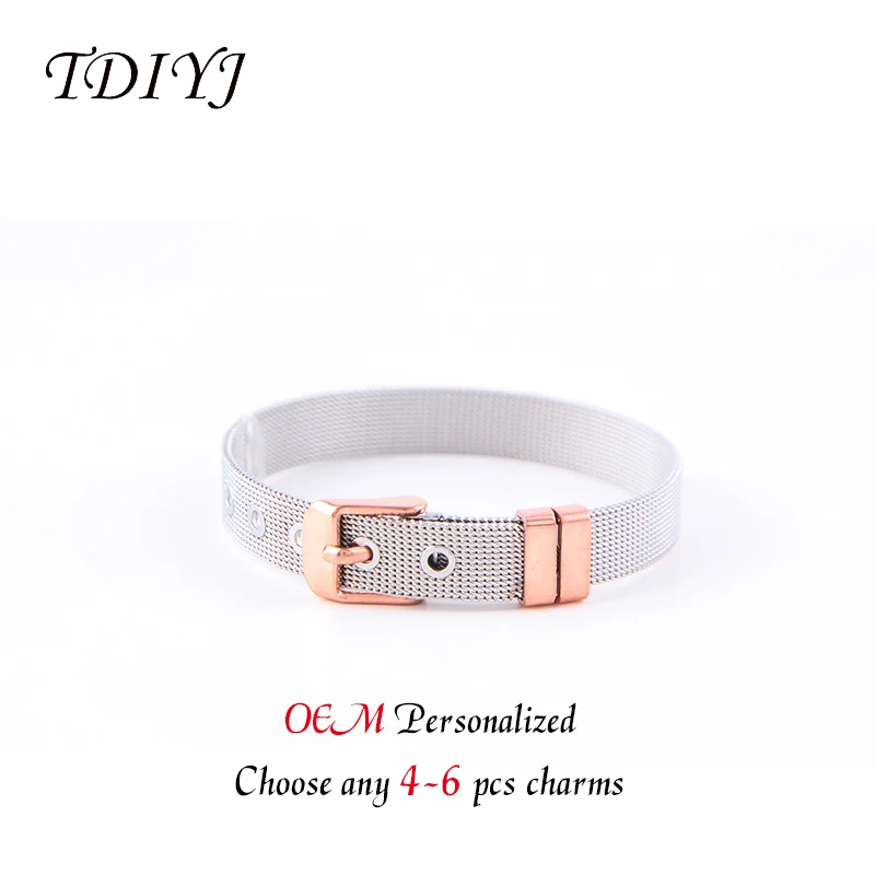 Женский сетчатый Браслет TDIYJ из нержавеющей стали DIY Keeper 4 6 шт. на выбор|Браслеты с