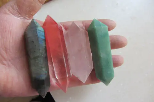 

Crystal Agate DT Double Terminated Hexagonal Points Vogel Wand Chakra Grid