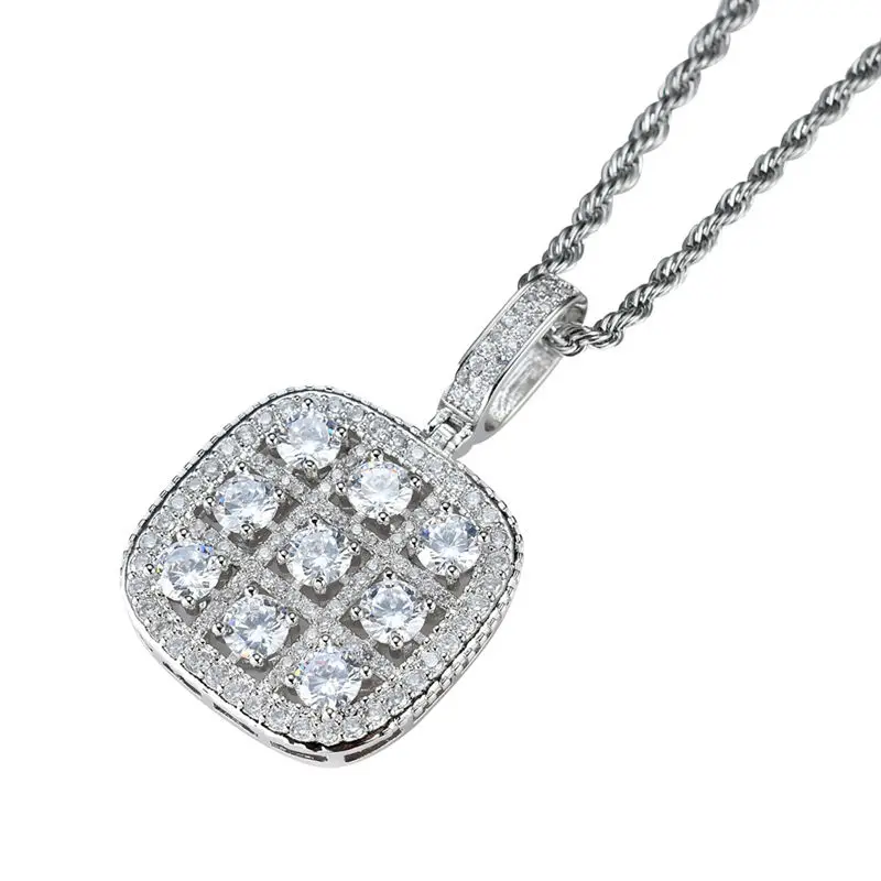 Кулон Bling в стиле хип хоп судоку медное микро паве с цирконом ААА ожерелье