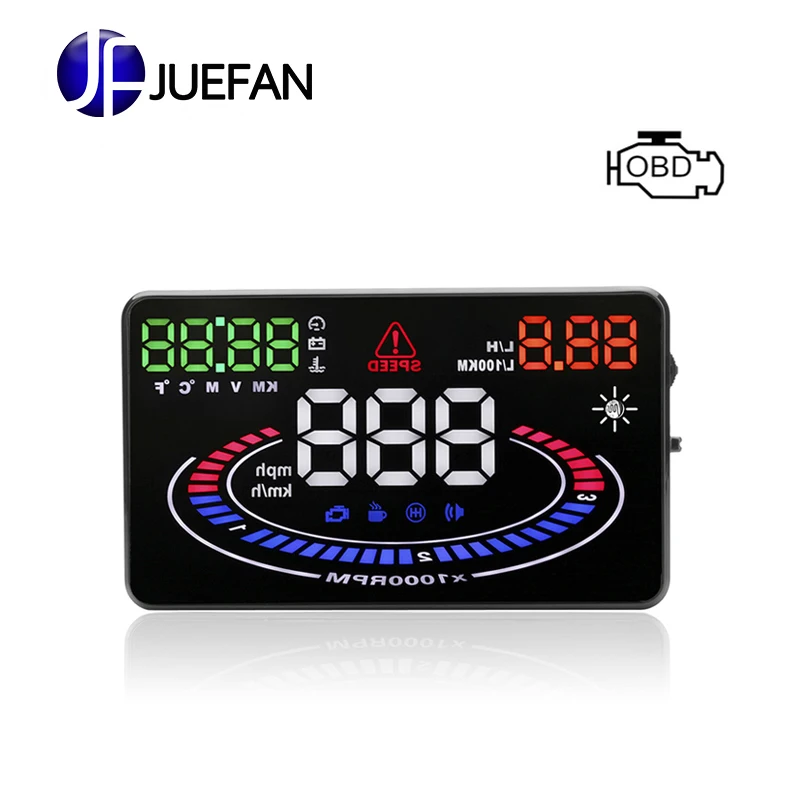 JUEFAN E300 OBD II Plug and Play HUD Дисплей автомобильный скоростной проектор скоростная