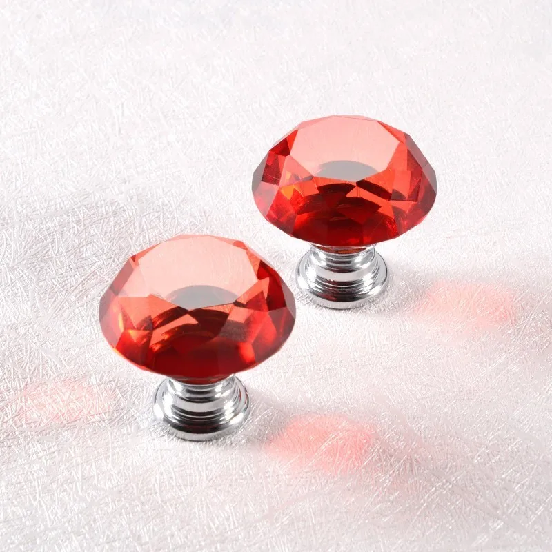 30 мм кристалл ручки Кухня шкафа и для мебели Цветной Diamond Форма ручка на дверь