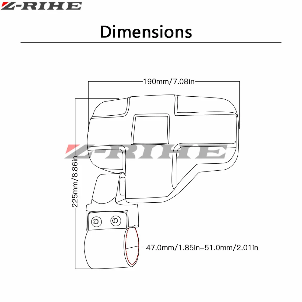 Боковое зеркало заднего вида для Polaris RZR XP1000 RZR900 2 дюйма|utv side mirrors|side mirrorutv mirror |