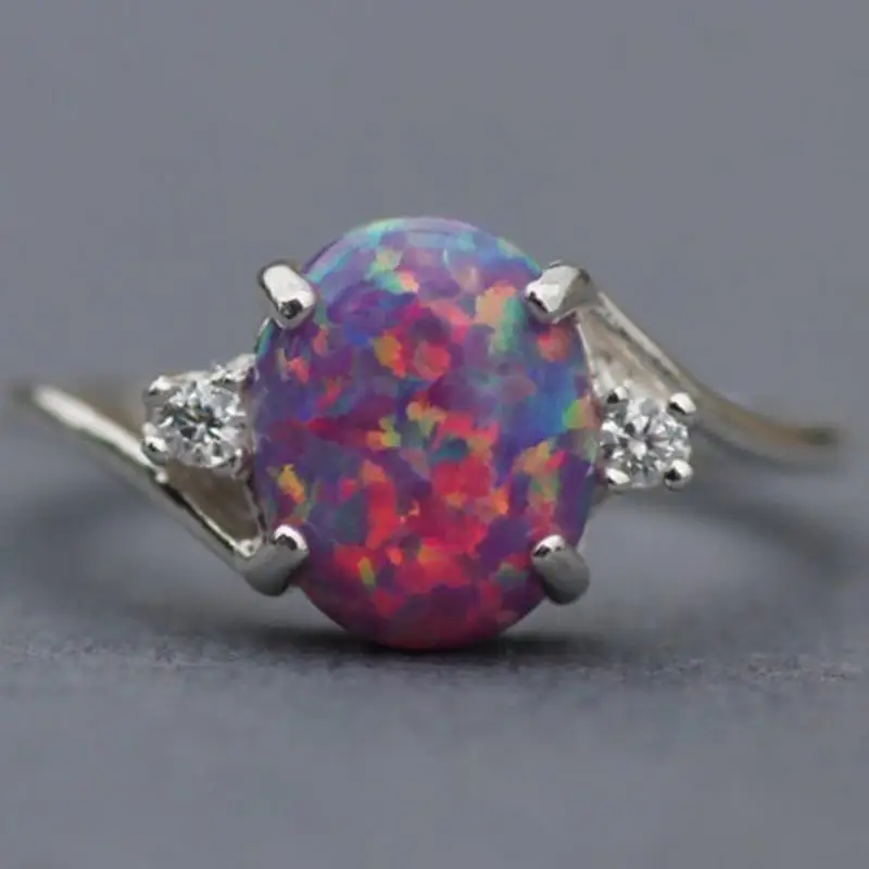 Женское кольцо разноцветное серебряное мистик земля опал горный хрусталь