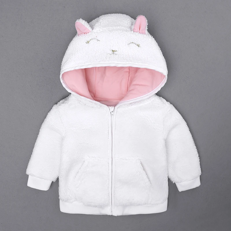 Autumn Winter Newborn Infant Baby Boys Girl Cartoon Ear Hooded Pullover Tops Warm Clothes Coat children kids clothes MBT076