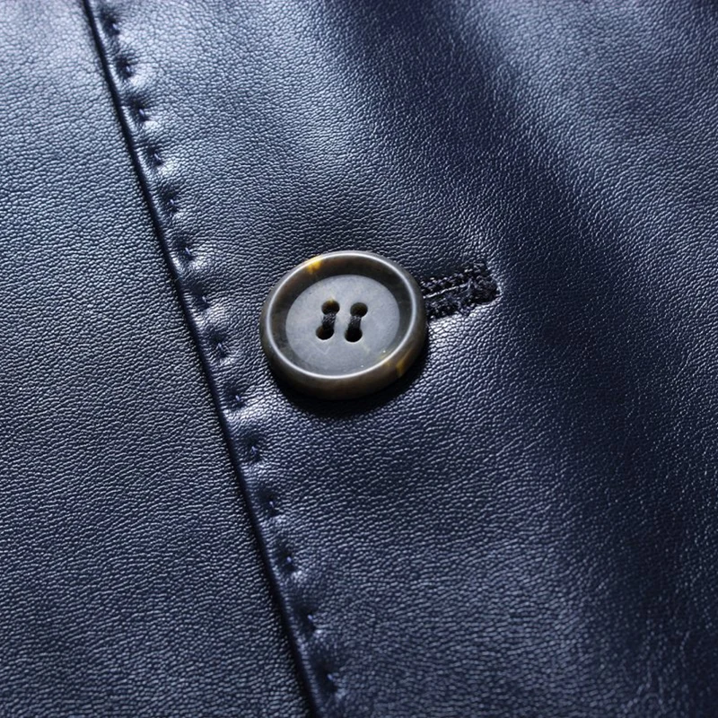 2016 Зимний однобортный мужской кожаный пиджак с отложным воротником из