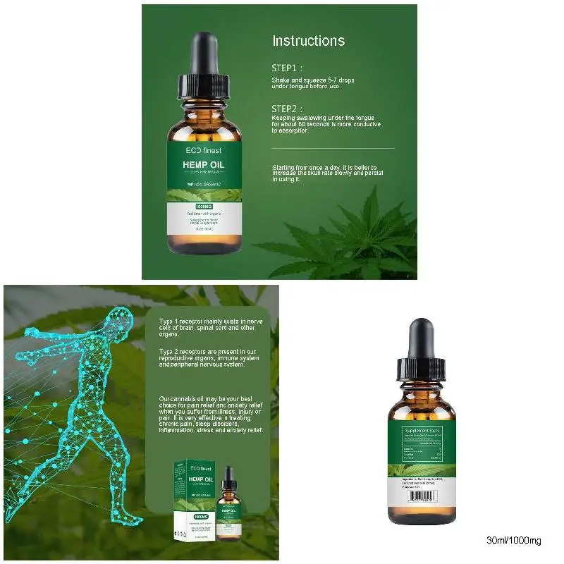 

High Quality Essential Oil Hemp Seed Relieve Stress Pain Care Sleeping Aid Relax Soothing