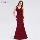 Женское вечернее платье-Русалка Ever Pretty, длинное Бордовое платье с V-образным вырезом, без рукавов, для выпускного вечера, 2020