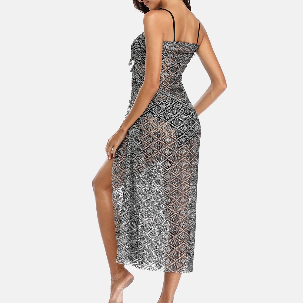 

Attraco Women Pareo Beach Cover Up Sarong Bikini See-through Swimsuit Women Swimwear Sexy Cover-ups wrap Bathing Suit