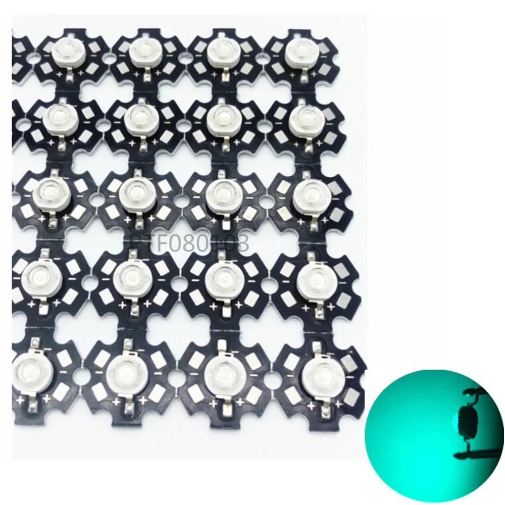 

10 pcs 3W Turquoise Cyan LEDs Diode Beads Lamp Chip Emitter 700ma 3Watt Chip type 500nm 505nm 510nm with/ no pcb