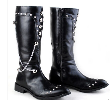 Сапоги стильных мужчин железная цепь производительность панк рыцарь указал