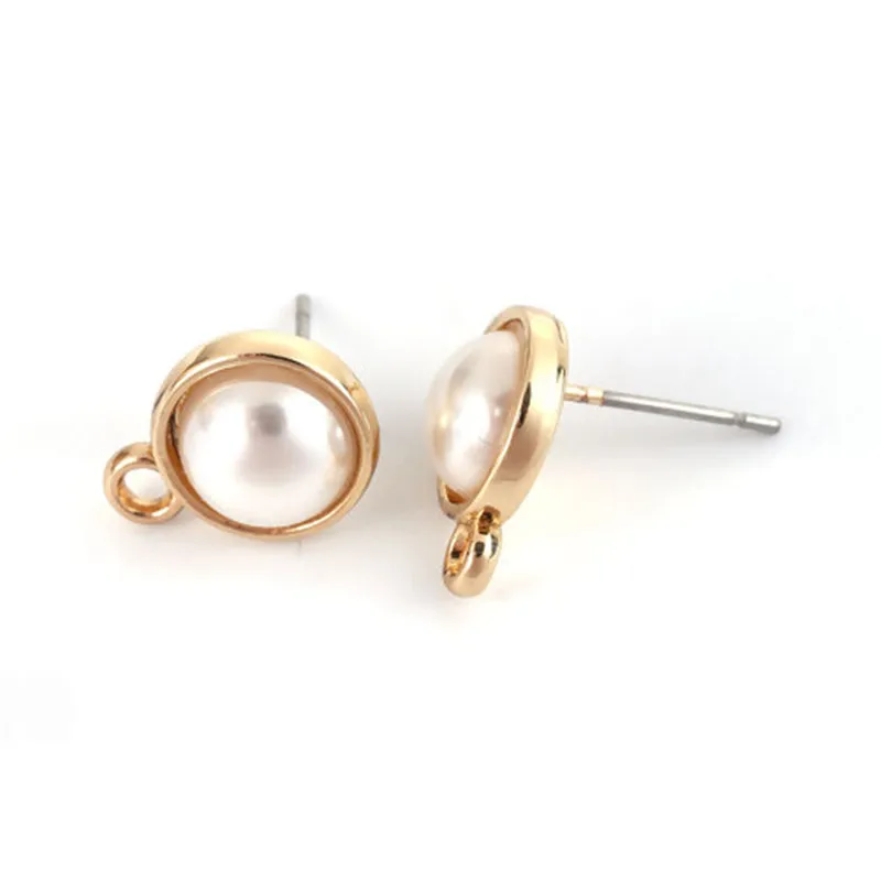 DoreenBeads серьги гвоздики с золотым кольцом белые акриловые ювелирные изделия в