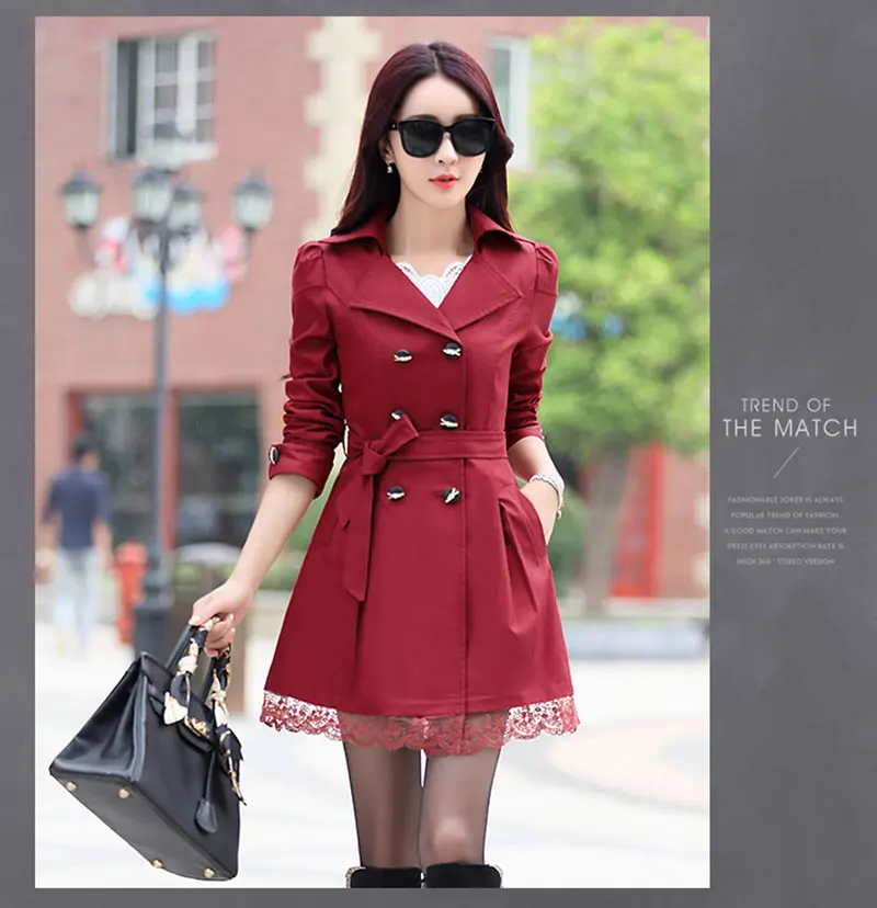 wine red jackets Осень, модный брендовый Тренч, женское двубортное пальто для женщин, деловая верхняя одежда, пальто A015a - Цвет: wine red jackets