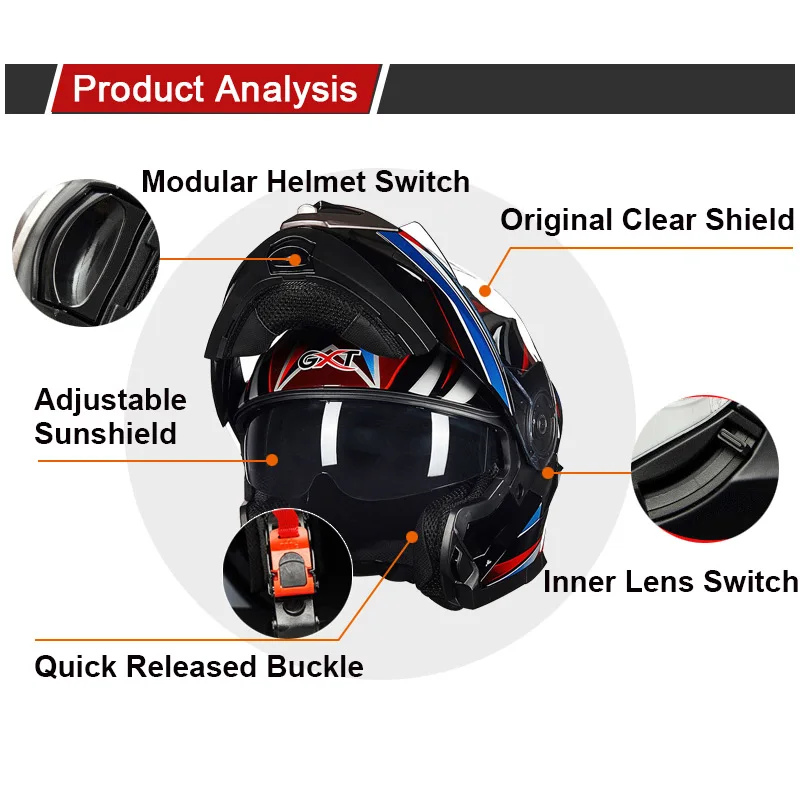 

New VCOROS Modular motorcycle helmet flip up dual lens moto helmet ABS material shell quick release Full face motorcycle helmets
