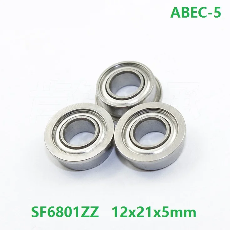 

50 шт./лот ABEC-5 SF6801ZZ SF6801-ZZ 2Z 12x21x5 мм, экранированный фланец, радиальный шарикоподшипник 12*21*5 нержавеющий F6801ZZ F6801